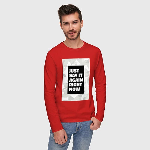 Мужской лонгслив Off-White: Military Just Say / Красный – фото 3