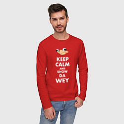 Лонгслив хлопковый мужской Keep Calm & Show Da Wey, цвет: красный — фото 2