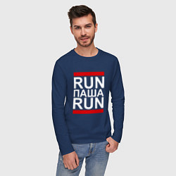 Лонгслив хлопковый мужской Run Паша Run, цвет: тёмно-синий — фото 2