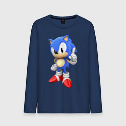 Лонгслив хлопковый мужской Classic Sonic, цвет: тёмно-синий