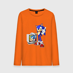 Лонгслив хлопковый мужской Sonic TV цвета оранжевый — фото 1
