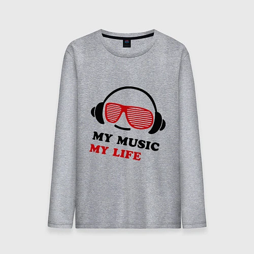 Мужской лонгслив My music my life / Меланж – фото 1