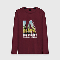 Лонгслив хлопковый мужской Los Angeles Summer, цвет: меланж-бордовый