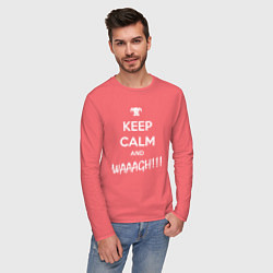 Лонгслив хлопковый мужской Keep Calm & WAAAGH, цвет: коралловый — фото 2