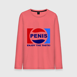 Лонгслив хлопковый мужской Penis. Enjoy the taste, цвет: коралловый