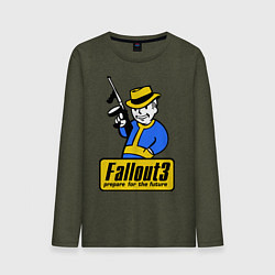 Лонгслив хлопковый мужской Fallout 3 Man цвета меланж-хаки — фото 1