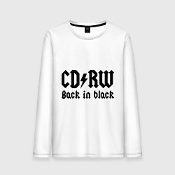 Лонгслив хлопковый мужской CD RW - Back in black, цвет: белый