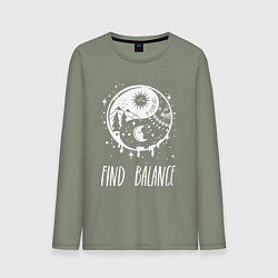 Лонгслив хлопковый мужской Find Balance, цвет: авокадо