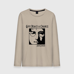 Лонгслив хлопковый мужской Give Peace a Chance, цвет: миндальный