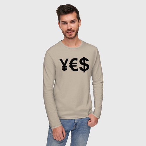 Мужской лонгслив YE$ / Миндальный – фото 3