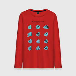 Лонгслив хлопковый мужской Мои ежедневные инструменты, цвет: красный