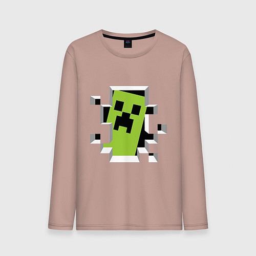 Мужской лонгслив Crash Minecraft / Пыльно-розовый – фото 1
