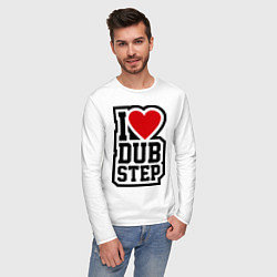 Лонгслив хлопковый мужской I love DubStep, цвет: белый — фото 2