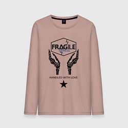 Лонгслив хлопковый мужской Fragile Express, цвет: пыльно-розовый