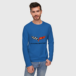 Лонгслив хлопковый мужской Chevrolet corvette цвета синий — фото 2