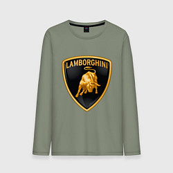 Лонгслив хлопковый мужской Lamborghini logo, цвет: авокадо