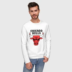 Лонгслив хлопковый мужской Chicago Bulls, цвет: белый — фото 2