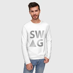 Лонгслив хлопковый мужской SWAG metallic, цвет: белый — фото 2