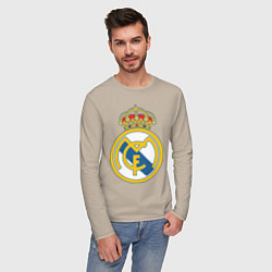 Лонгслив хлопковый мужской Real Madrid FC, цвет: миндальный — фото 2
