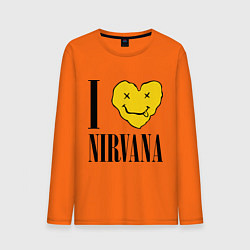 Лонгслив хлопковый мужской I love Nirvana цвета оранжевый — фото 1