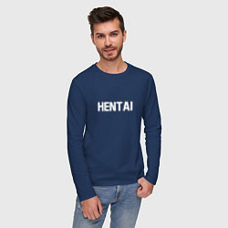 Лонгслив хлопковый мужской HENTAI, цвет: тёмно-синий — фото 2