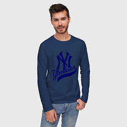 Лонгслив хлопковый мужской NY - Yankees, цвет: тёмно-синий — фото 2