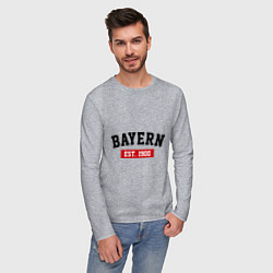 Лонгслив хлопковый мужской FC Bayern Est. 1900 цвета меланж — фото 2
