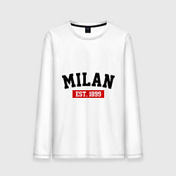Лонгслив хлопковый мужской FC Milan Est. 1899, цвет: белый