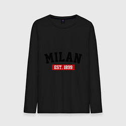 Лонгслив хлопковый мужской FC Milan Est. 1899, цвет: черный