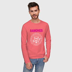 Лонгслив хлопковый мужской Ramones Boyband, цвет: коралловый — фото 2