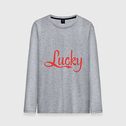 Лонгслив хлопковый мужской Lucky logo, цвет: меланж