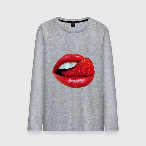 Мужской лонгслив Губы с клубникой / Меланж – фото 1