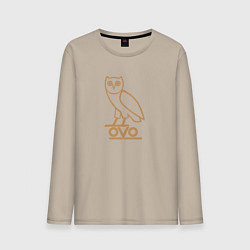Лонгслив хлопковый мужской OVO Owl, цвет: миндальный