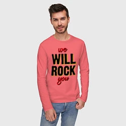 Лонгслив хлопковый мужской We will rock you!, цвет: коралловый — фото 2