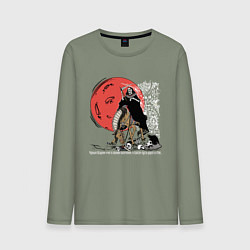 Лонгслив хлопковый мужской Темный всадник, цвет: авокадо