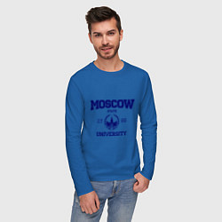 Лонгслив хлопковый мужской MGU Moscow University цвета синий — фото 2