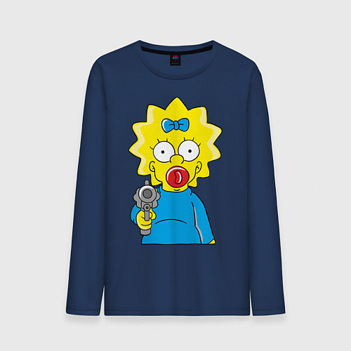 Мужской лонгслив Мэгги с револьвером / Тёмно-синий – фото 1