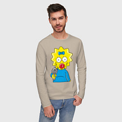 Лонгслив хлопковый мужской Мэгги с револьвером, цвет: миндальный — фото 2