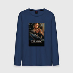 Лонгслив хлопковый мужской Постер Титаник Джек и Роза, цвет: тёмно-синий