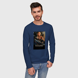 Лонгслив хлопковый мужской Постер Титаник Джек и Роза, цвет: тёмно-синий — фото 2