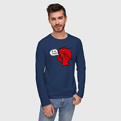 Лонгслив хлопковый мужской Рак: я на мид, цвет: тёмно-синий — фото 2