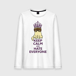 Лонгслив хлопковый мужской Keep Calm & Hate Everyone, цвет: белый