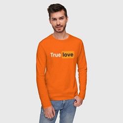 Лонгслив хлопковый мужской True Love цвета оранжевый — фото 2