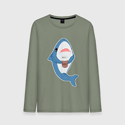 Лонгслив хлопковый мужской Hype Shark, цвет: авокадо