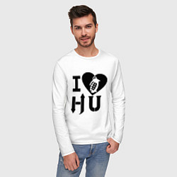 Лонгслив хлопковый мужской I love HU, цвет: белый — фото 2