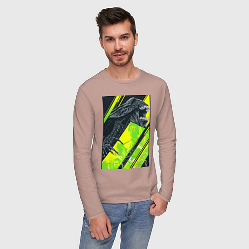 Мужской лонгслив Чужой alien / Пыльно-розовый – фото 3