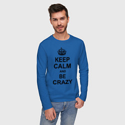 Лонгслив хлопковый мужской Keep Calm & Be Crazy цвета синий — фото 2