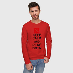 Лонгслив хлопковый мужской Keep Calm & Play Dota цвета красный — фото 2