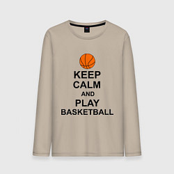 Лонгслив хлопковый мужской Keep Calm & Play Basketball, цвет: миндальный