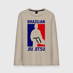 Лонгслив хлопковый мужской Brazilian Jiu jitsu, цвет: миндальный